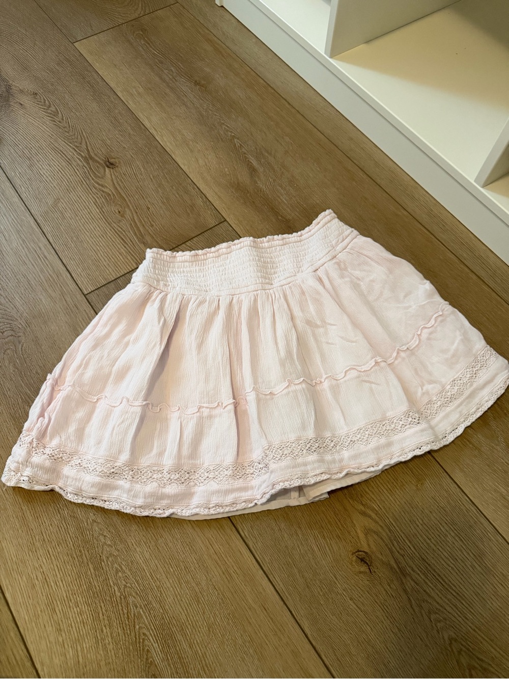 Hollister Pale Pink Cotton Tiered Skirt